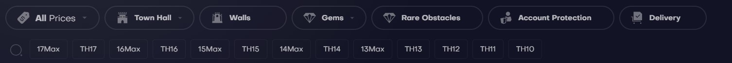 Filters CoC Acccounts